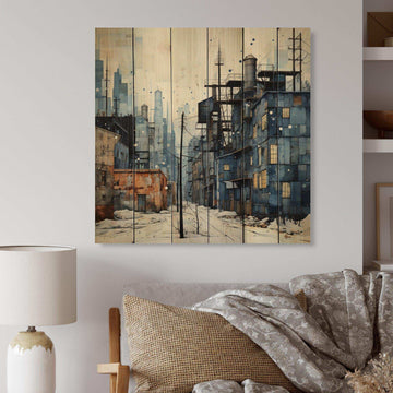 Warehouses Industrial Dots - Wood Wall Art